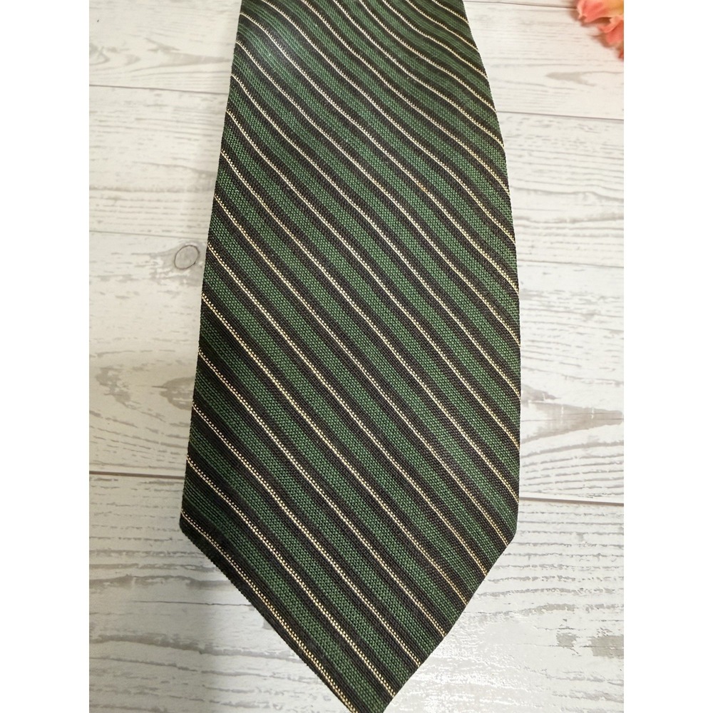 Ivy League Men's Green Gold Vintage 1950-60's Silk Cotton Tie Rep Trad Untipped - Picture 11 of 14